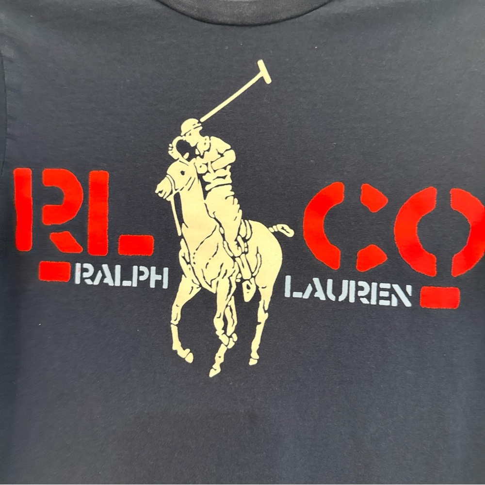 Polo by Ralph Lauren Black Tee with Red and Cream Logo